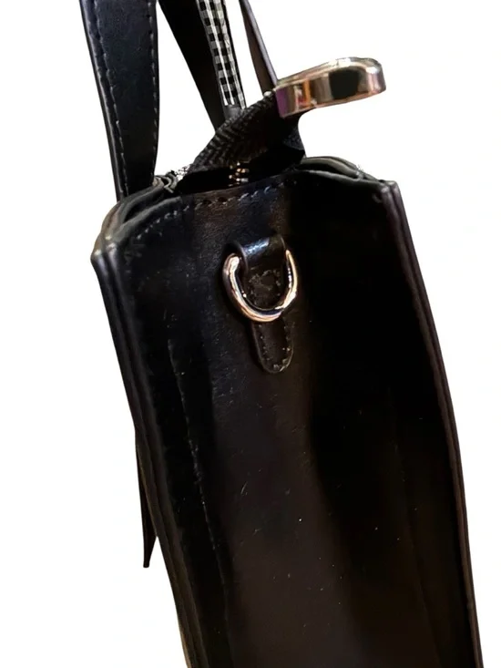 Walasa Black Professional Tote Split Leather Structured Satchel Top Handle Bag - Picture 15 of 16